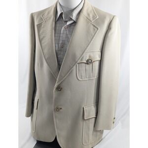 Vintage Cortefiel Blazer Sport Coat Jacket Heavy Cotton Metal‎ Buttons 44 Slim